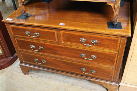 Edwardian banded mahogany chest, reduced in height
